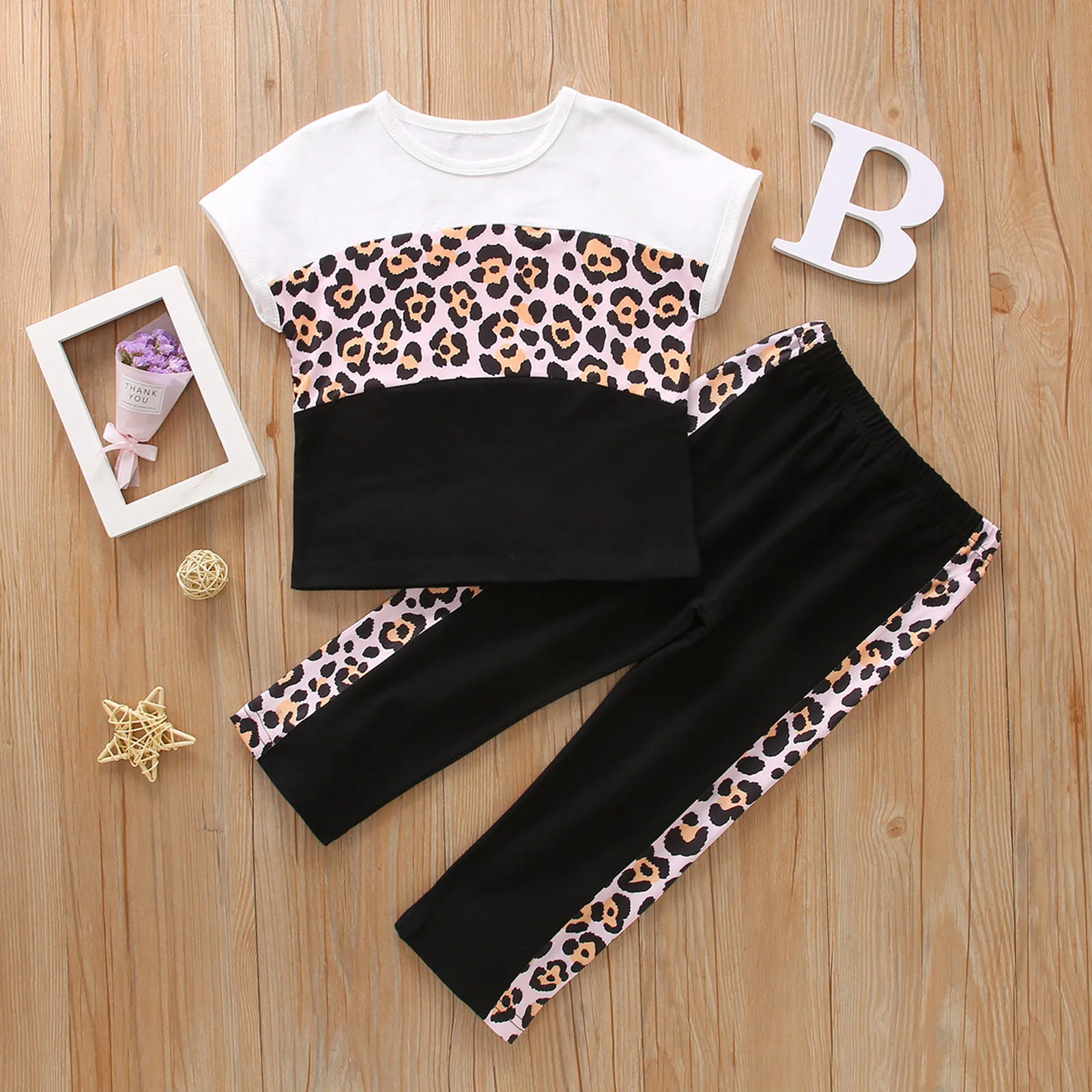 Bamblys Vaikams, Kūdikių Berniukų, Mergaičių Leopard Print T Shirt Viršūnes Kelnes Komplektus 1-6y Детские Костюмы Vaikai Suknelė Mergaitėms, Drabužiai