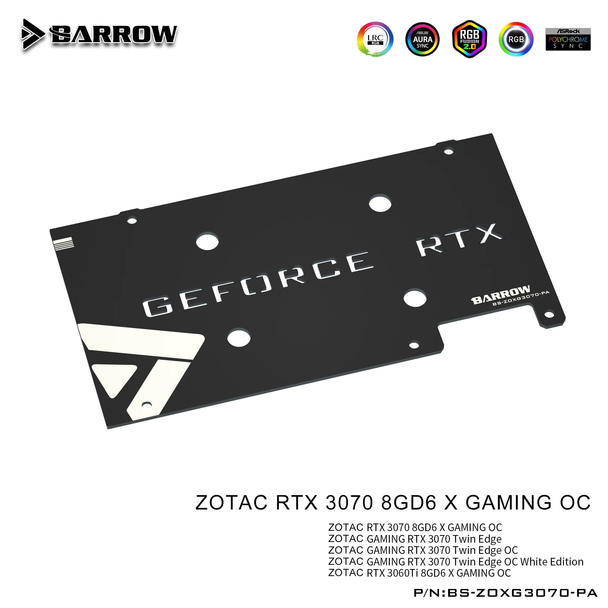 Barrow 3070 GPU Vandens Blokas ZOTAC Geforce RTX 3070 X-ŽAIDIMŲ OC, Pilnas draudimas ARGB GPU Aušintuvo, BS-ZOXG3070-PA