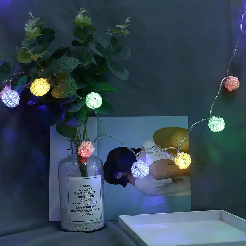 Baterija maitinamo LED String Žibintai 10/20/40/80 Led Pasaulyje Rotango Kamuolius Kalėdos Patalpų Pasakų Žibintai Decorat, Miegamojo Kiemo Šalis