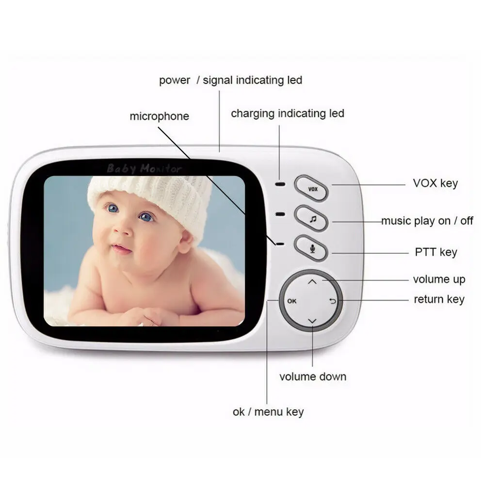 Belaidė Kamera, 3.2 colių LCD Kūdikio stebėjimo Apsaugos Kamera, Video HD Mini Naktinio Matymo Temperatūros Stebėjimo Vaikų Namų Kambarys