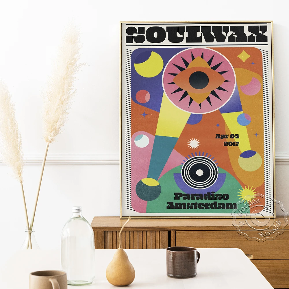 Belgijos Elektroninės Muzikos Grupė Soulwax Plakatas, Abstrakčiai Akių Geometrijos Modelį, Meno Spaudiniai, Susiuvimo Spalvų Dizainas Paveikslai Tapyba