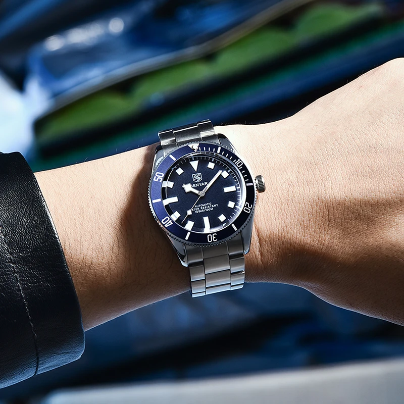 BENYAR Mechaninė Automatinė Vyrų'watches 2021 Prabanga Top Brand Atsitiktinis Karinės Sporto žmogus, žiūrėti Mados Šviesos Vyrų laikrodis