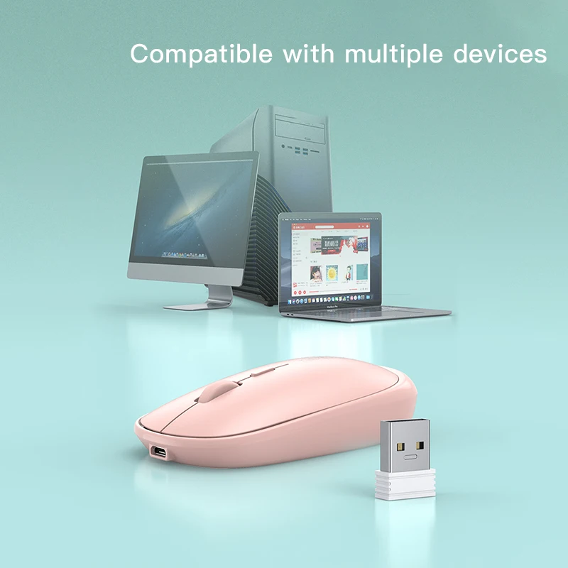 Bevielė Pelė USB Kompiuterio Pelė Mini Baterija Ergonomiškas Mause Optinis Silent PC Peles 2.4 G išjungti Biuras Rožinė Pelės Nešiojamas