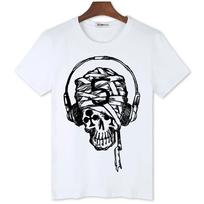 BGtomato kietas kaukolė spausdinti vyrų street marškinėliai naujų tendencijų mados asmenybės marškinėliai Originalus prekių atvėsti vasaros marškinėliai