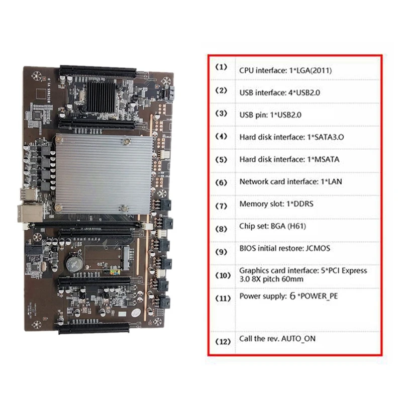 BTC Kasybos Plokštė BTC79X5 V1.0 LGA 2011 DDR3 Palaiko 32G 60mm Pikis Paramos RTX3060 Grafikos Plokštę už BTC Miner