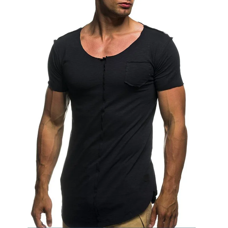 C1170-Vasaros nauji vyriški marškinėliai kieto spalvų slim tendencija atsitiktinis trumparankoviai mados
