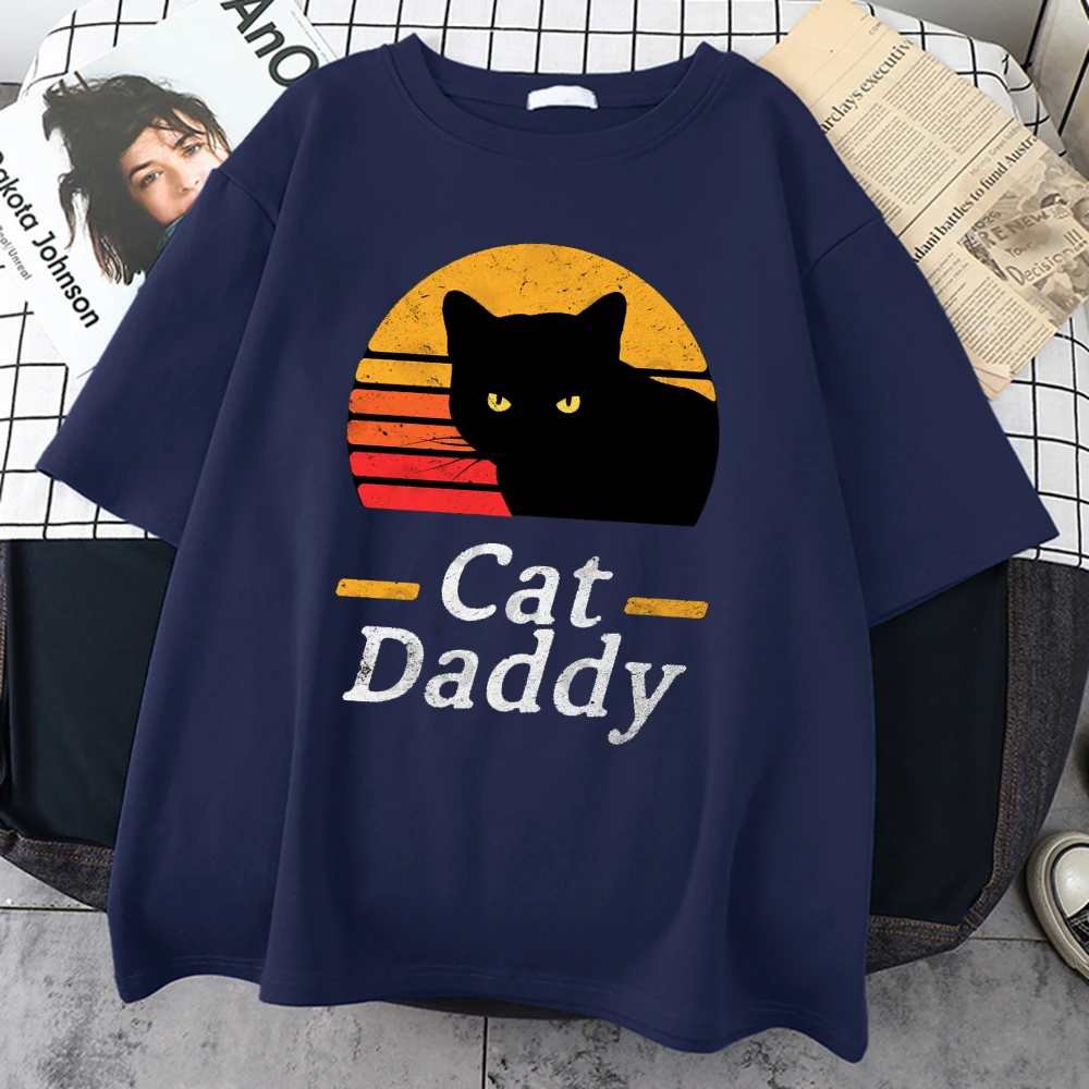 Cat Daddy Pastarasis Spausdinti Marškinėliai vyriški Aukštos Kokybės Žmogaus Viršuje Kawaii Animacinių filmų Katės Tee Marškinėliai Mens Atsitiktinis, S-XXXL T Marškinėliai Vyrams