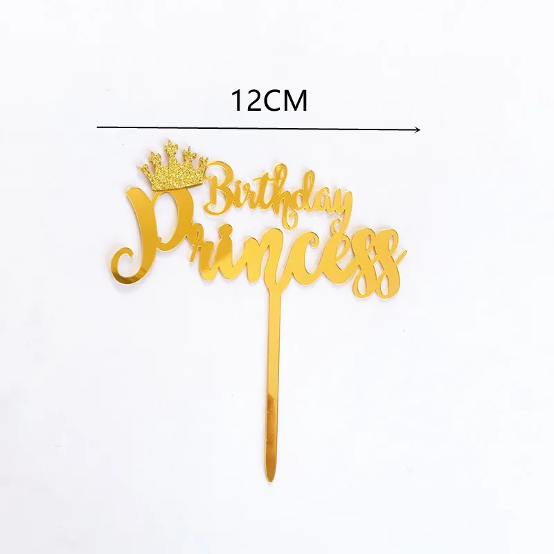 Crown Princess Princas Happy Birthday Cake Toppers Aukso Akrilo Karaliaus Gimtadienio Tortas Topper Vaikams Gimtadienio Pyragas Apdaila
