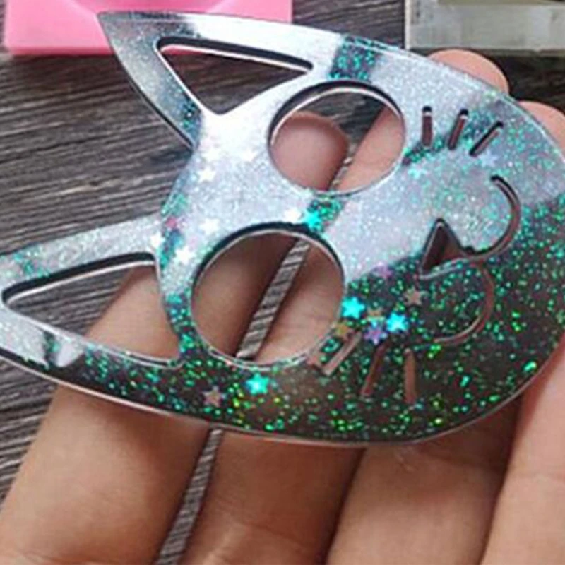 Crystal Epoksidinės Dervos Pelėsių Katė Key Chain Liejimo Silikono Forma 