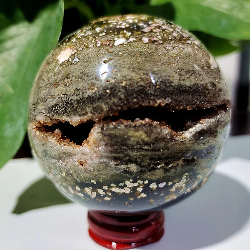Dekoratyvinis kamuolys natūralaus akmens ocean jasper krištolo rutulį namų puošybai feng shui energijos gijimas kamuolys