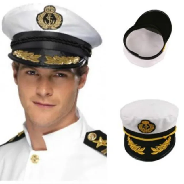 Derliaus Suaugusių Šalies Fancy Dress Unisex White Kolonėlė Kapitonas Buriuotojai Karinio Jūrų Laivyno Kapitonas Valtimis Karinės Skrybėlę Bžūp