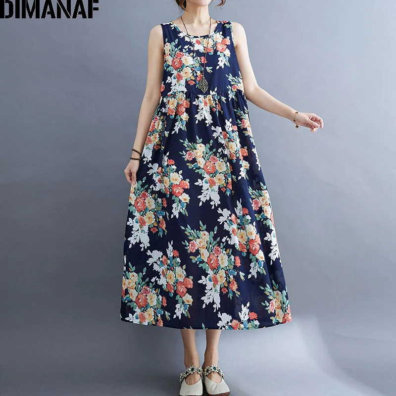 DIMANAF 2021 Negabaritinių Vasaros Suknelė Paplūdimio Sundress Gėlių Spausdinti Panele Ilga Suknelė Elegantiškas Moteris, Vestidos Rankovių Drabužiai