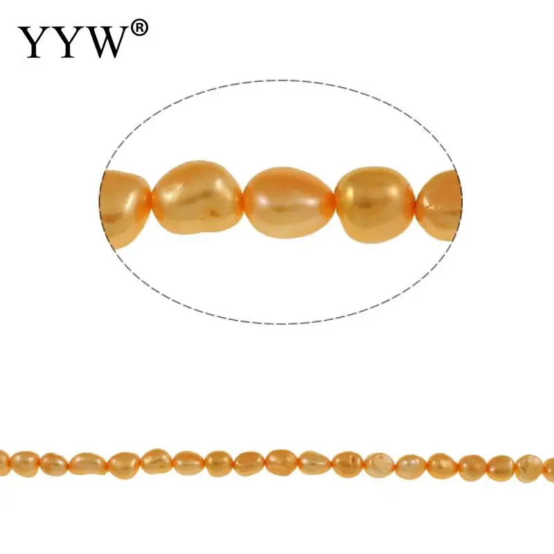 Dirbtiniu būdu išauginti baroko gėlavandenių perlų karoliukus, apelsinų 7-8mm 0,8 mm 14.5 colių papuošalai priėmimo 