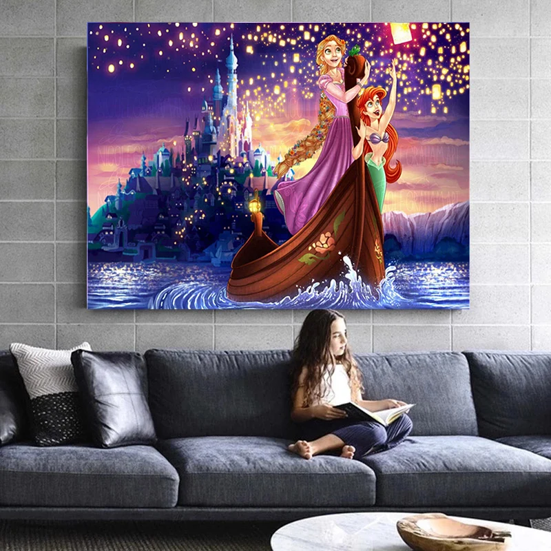 Disney Princesė Drobės Paveikslai snieguolė Undinė Plakatai ir Spausdina Sienos Menas Nuotraukas Gyvenimo Grils Kambaryje Namų Puošybai