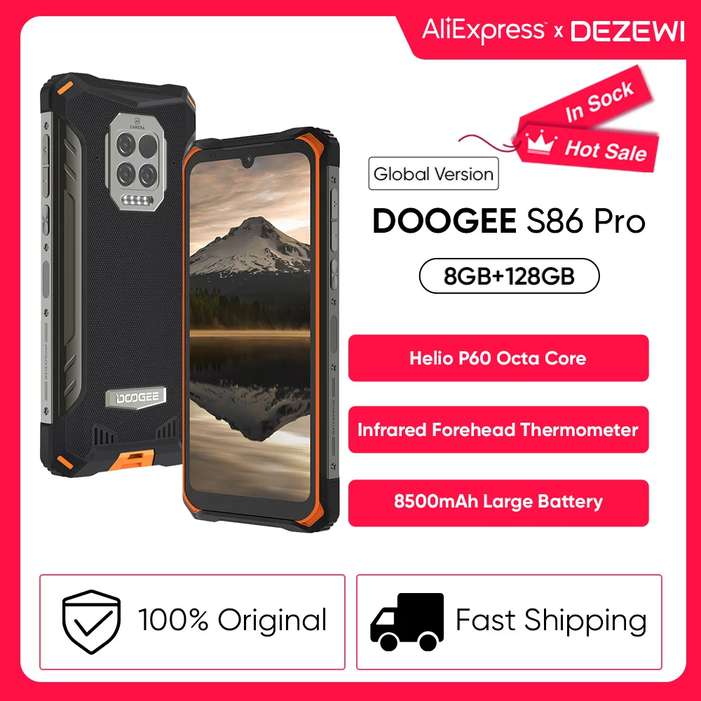 DOOGEE S86 Pro 8500mAh Super Baterija, 8GB 128GB ROM Infraraudonųjų spindulių Kaktos Termometras Išmanųjį telefoną Gel P60 Octa Core 24W spartusis įkrovimas