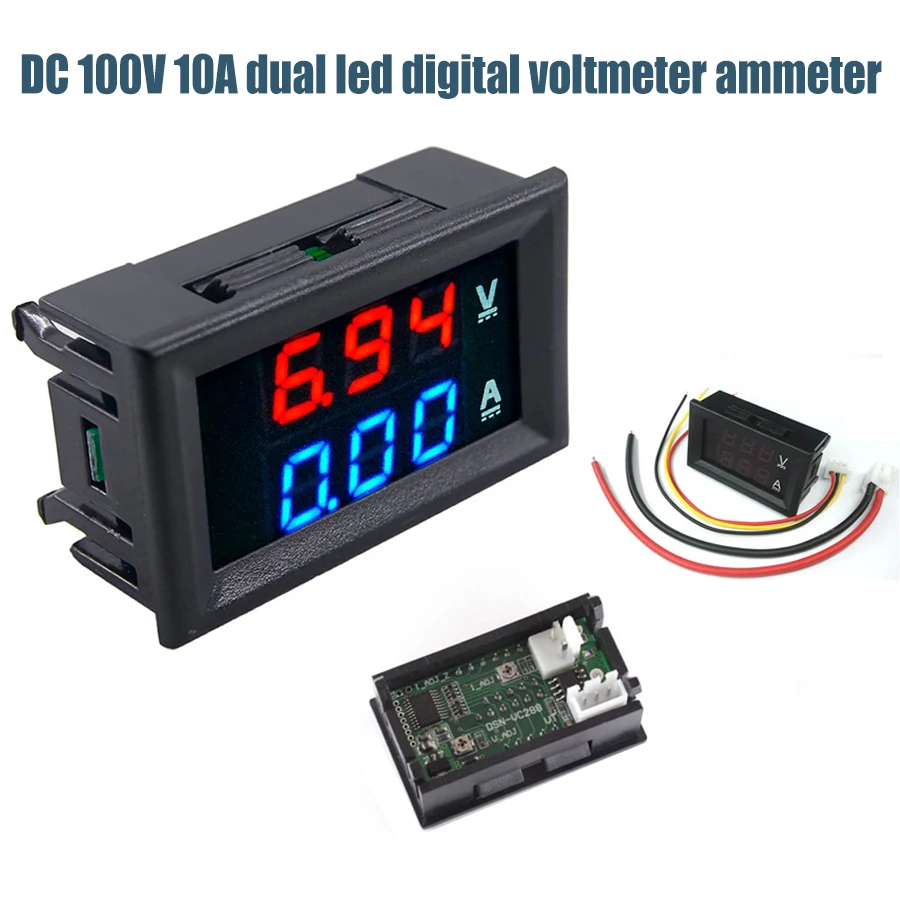 DSN-VC288 DC 100V 10A Voltmeter Ammeter Mėlyna + Raudona LED Amp Dual Digital Voltas Metrui DSN-VC288 Gabaritas Įtampa Dabartinių Namų, Naudokite Įrankį