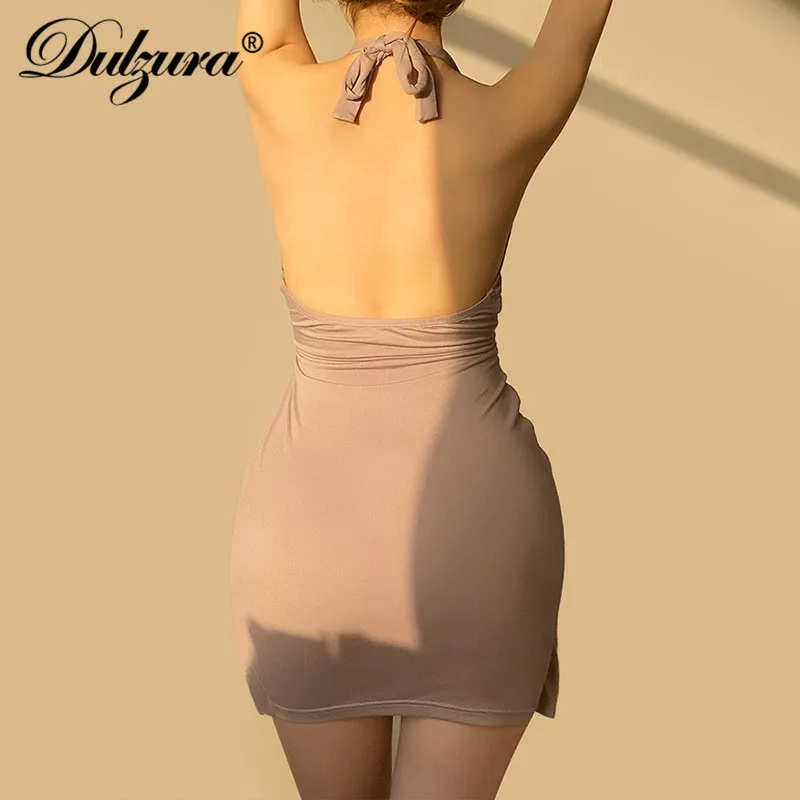 Dulzura Kratinys Moterų Apynasrio Mini Suknelė Backless Tuščiaviduriai Iš Bodycon Seksualus Šalies Klubas Streetwear 2021 M. Vasaros Festivalis