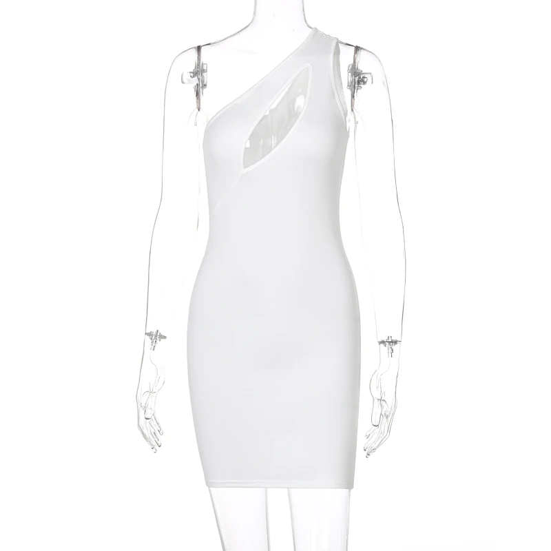 Dulzura Tuščiaviduriai Iš Moterų Vienos Pečių Mini Suknelė Be Rankovių Bodycon Seksualus Streetwear Šalies Klubas Elegantiškas 2021 M. Vasaros Drabužių