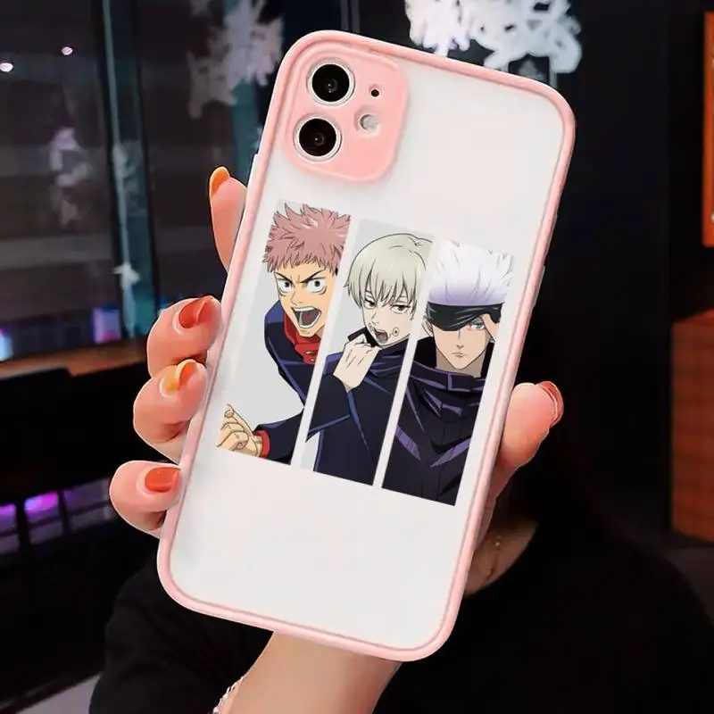 Džiudžiutsu Kaisen Satoru Gojo anime Telefono Atvejais Matinis skaidrios Rožinės spalvos iPhone 12 Mini 11 Pro XR XS Max 7 8 Plus X Galinį Dangtelį