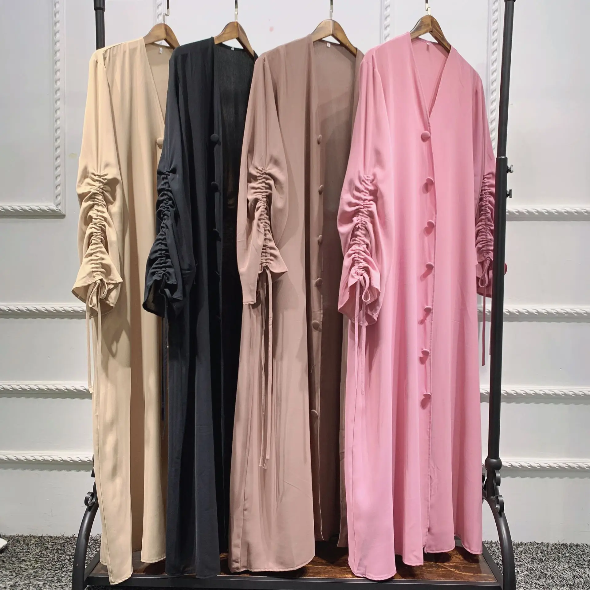 Eid Atidaryti Abaja Dubajus Turkija Kietas Paprastas Musulmonų Suknelė, Hijab Abayas Moterų Islamas Kaftan Chalatas Kimono Megztinis De Moda Musulmana