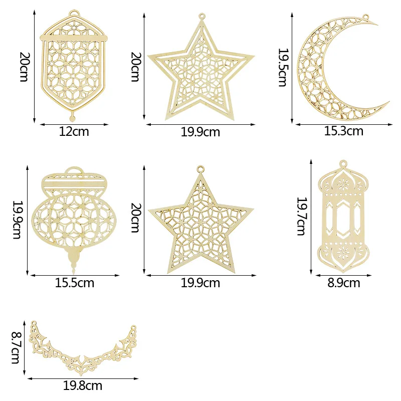 EID Mubarakas Mediniai Kabo Pakabukas Ramadanas Kareem Ornamentu Moon Star Medžio Amatai, kad Islamo Musulmonų Šalis Dekoro Eid Al-Adha Dovana