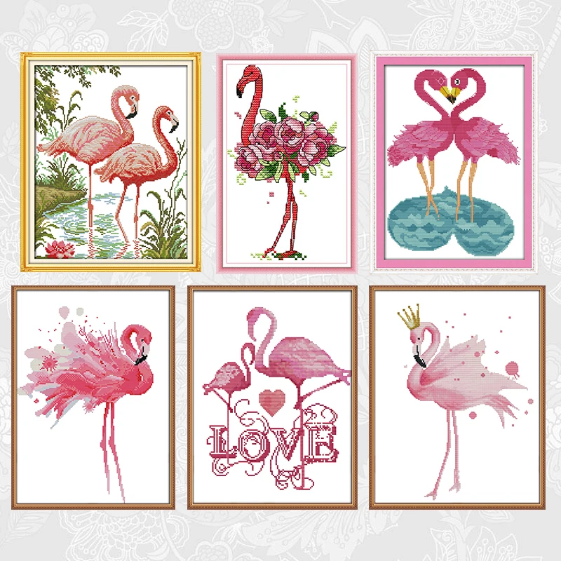 Flamingas Paveikslų serija Kryželiu Atspausdinta Drobė 
