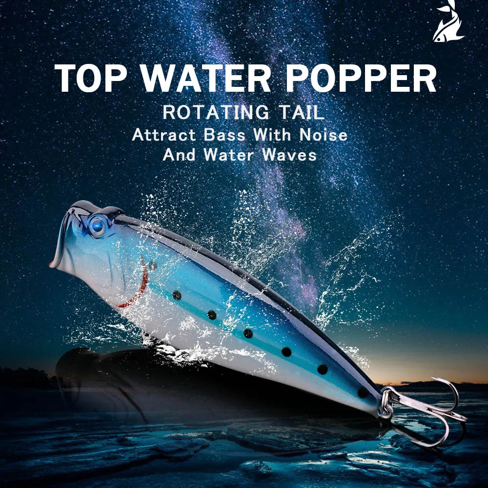 GOBASS Prekės, Žvejybos Vasaros Topwater Popper Jaukų Suku Dirbtinis Masalas 90mm 18g Wobblers Velkamosiomis Karpių Žvejybos Reikmenys 2021