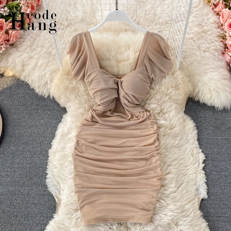 HangCode Seksualus Paketo Klubų Tinklelio Suknelė 2021 Naujas Slim Tampri Bodycon Mini Suknelė Moterims Naktiniame Klube Juoda Suknelė Vestidos