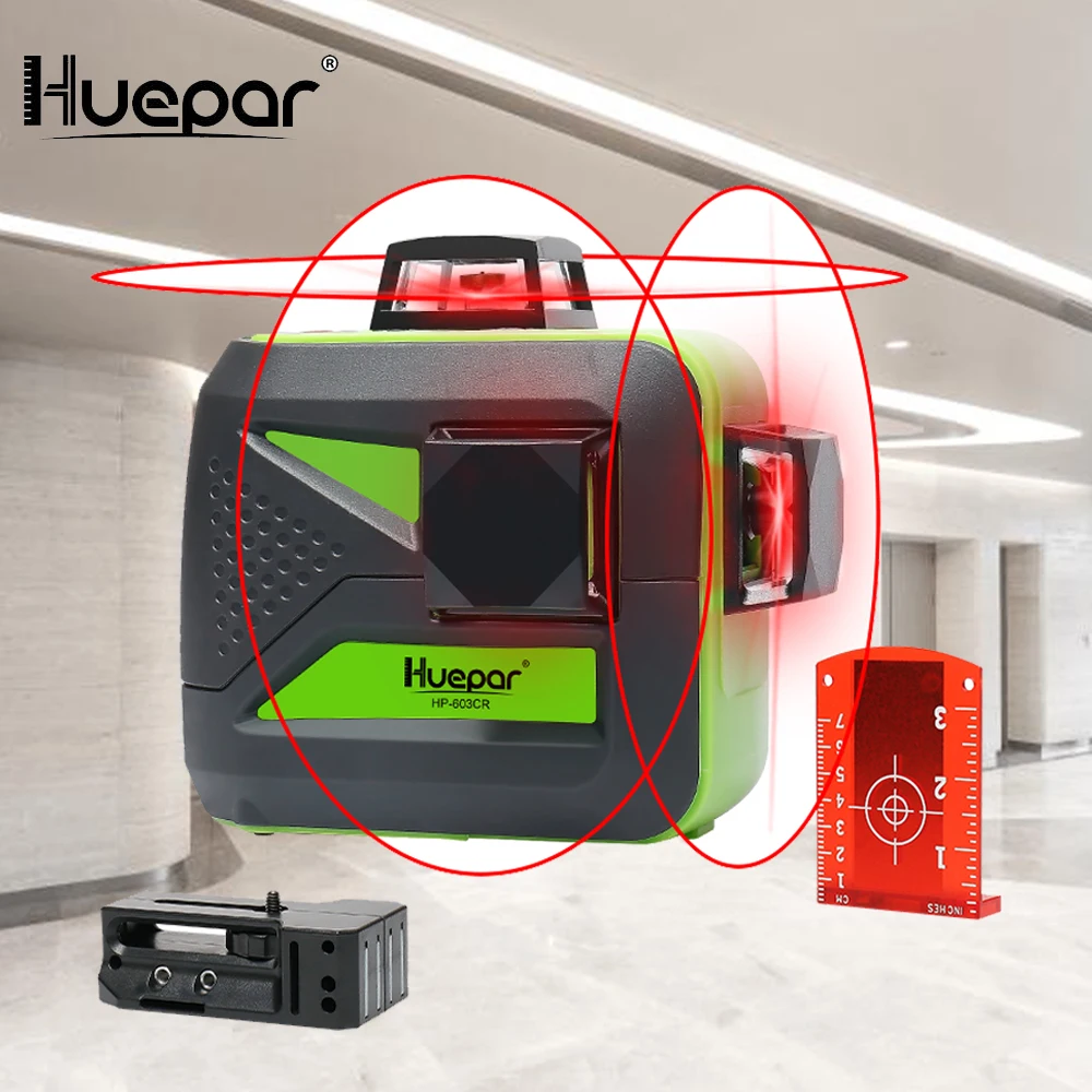 Huepar 12 Linijos 3D Kryžminio Lazerio Lygis Savaime išsilyginantis 360 Horizontalus Ir Vertikalus Kryžiaus Super Galingas, Raudonos spalvos Lazerio Linija