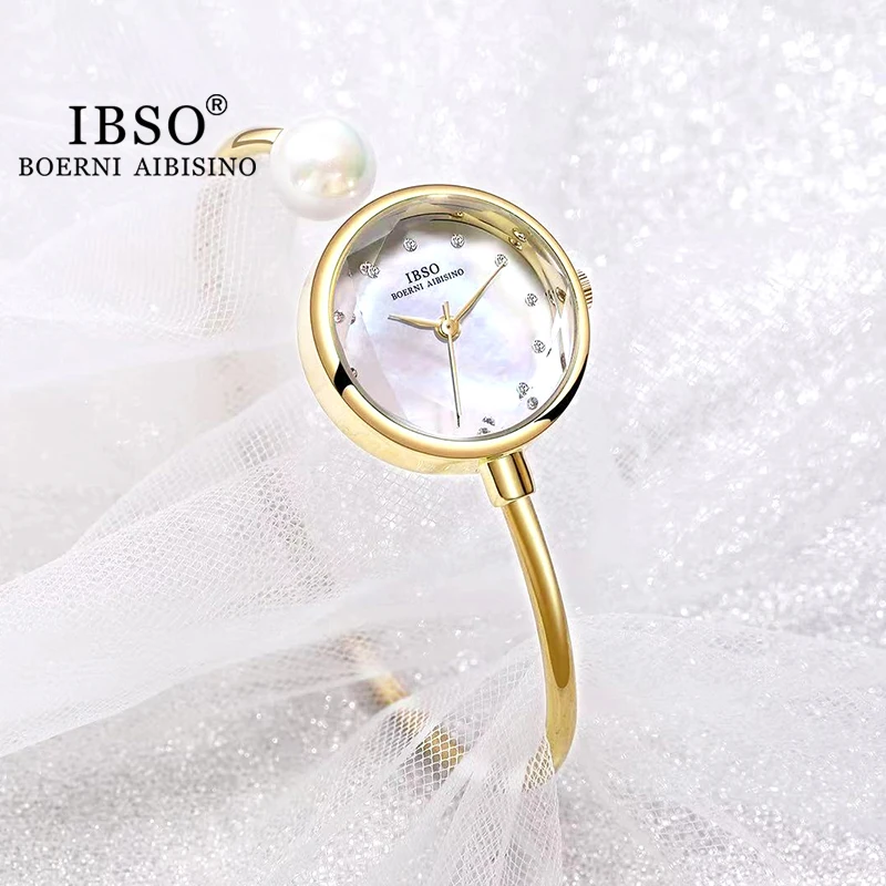 IBSO Reguliuojamas Moterų Apyrankės Ponios Žiūrėti Kvarcinis Laikrodis Pearl Žiūrėti Moterų Prabangus Elegantiškas Ponios Aksesuaras Meilužis Laikrodžiai
