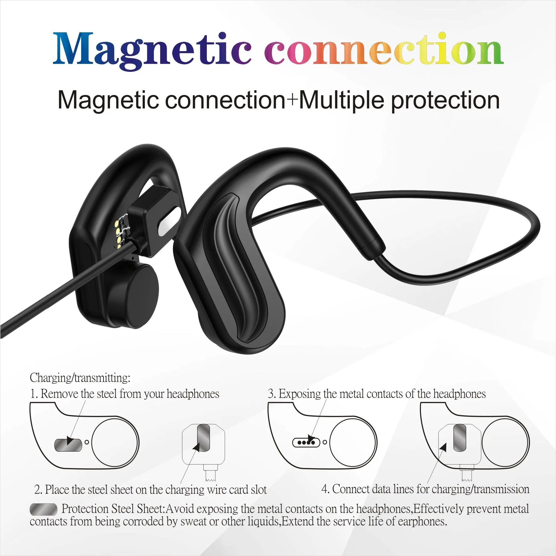 IP68 Vandeniui MP3 Bluetooth Kaulais ausinės stiprus ištvermė 32GB atminties