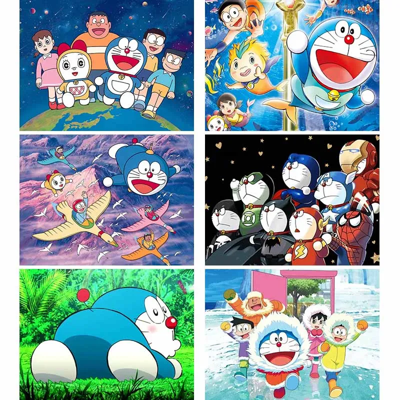 Japonijos Anime Kryželiu Diamond Tapybos 5D Doraemon Nuotrauką Siuvinėjimo Modelio Siena Lipdukas Mozaikos Namų Dekoravimui