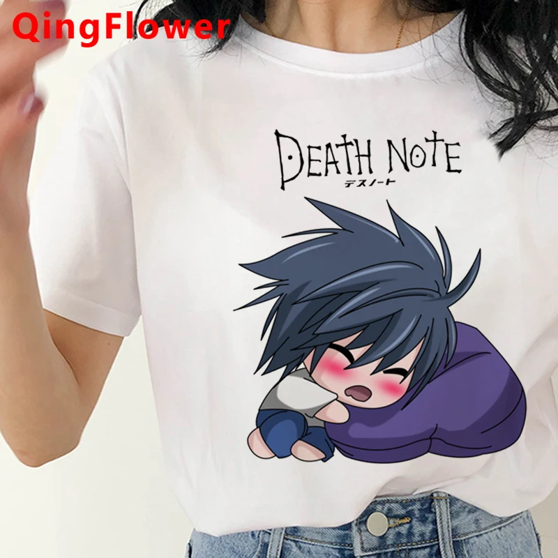 Japonų Anime Death Note, Marškinėliai Moterims Kawaii Juokingas Animacinių Filmų Marškinėlius Kawaii Grafinis Tees Harajuku Vasaros Viršūnes Unisex Tee Moteris
