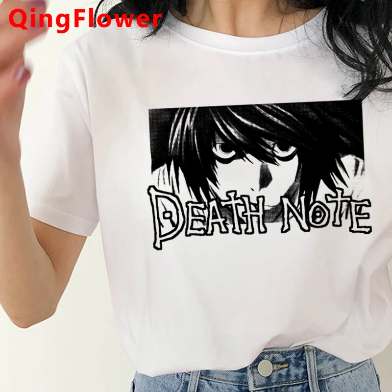 Japonų Anime Death Note, Marškinėliai Moterims Kawaii Juokingas Animacinių Filmų Marškinėlius Kawaii Grafinis Tees Harajuku Vasaros Viršūnes Unisex Tee Moteris