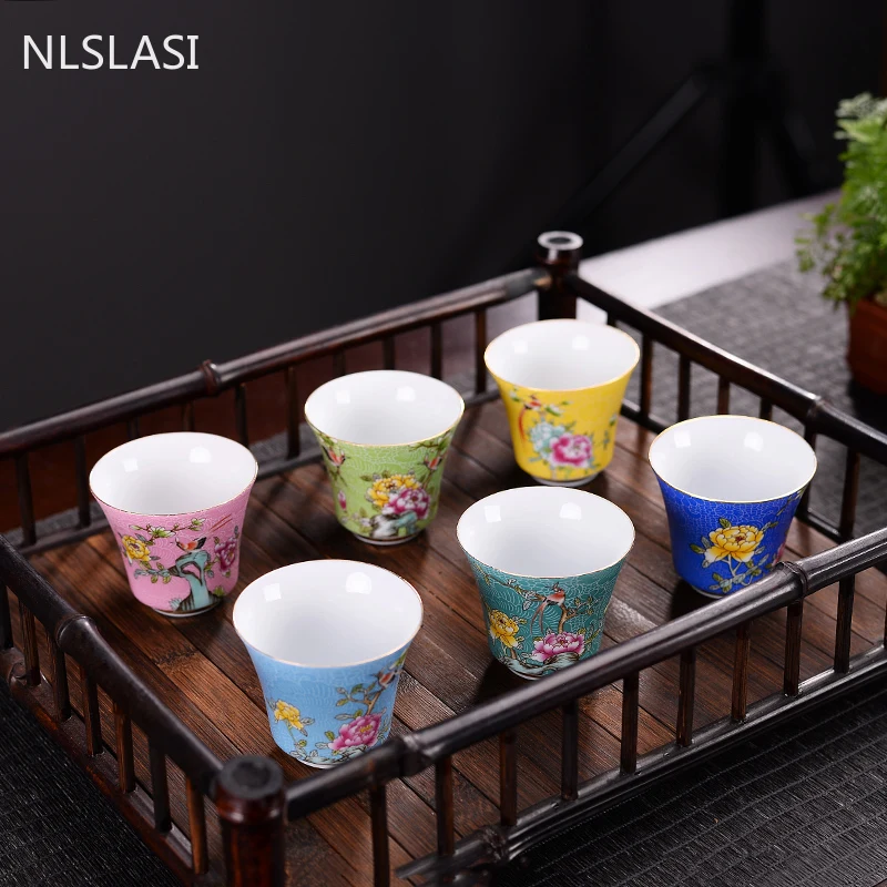 Jingdezhen Rankų darbo Keramikos teacup Kavos puodelį, emalio, mažų arbatos dubenėlį porceliano Arbatos rinkinys, Priedai nešiojamus Vieno Puodelio