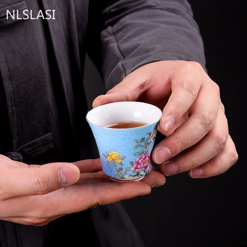 Jingdezhen Rankų darbo Keramikos teacup Kavos puodelį, emalio, mažų arbatos dubenėlį porceliano Arbatos rinkinys, Priedai nešiojamus Vieno Puodelio