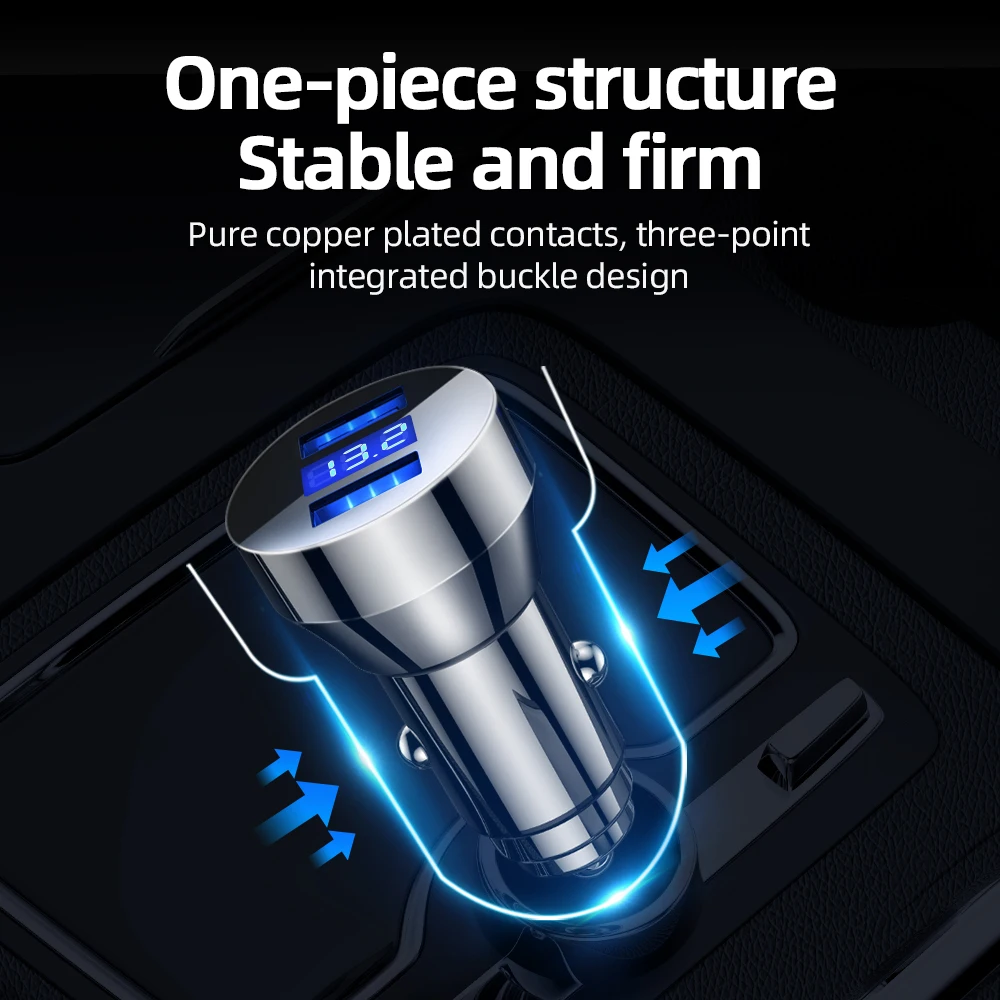 Joyroom Metalo Automobilinis Įkroviklis USB Greitai Įkrauti 4.0 QC3.0 18W Dual Port Greito Įkrovimo LED Automobilinis Telefono Kroviklis, Skirtas 