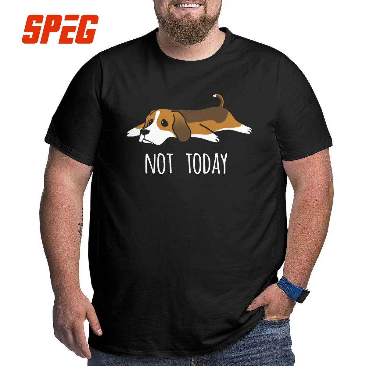 Juokinga Ne Šiandien Basset Hound Dog T-Shirt Vyrai Įgulos Kaklo Medvilnės T Marškinėliai Trumpomis Rankovėmis Didelis, Aukštas, Marškinėliai, Plius Dydis Didelis Dydis