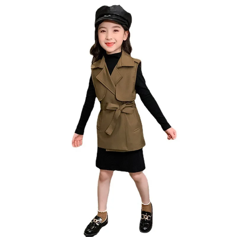 Karšto pardavimo 2021 naujus produktus vaikų drabužius pavasario ir rudens mergaičių liemenę, megztinis, sijonas mergina mados kostiumas