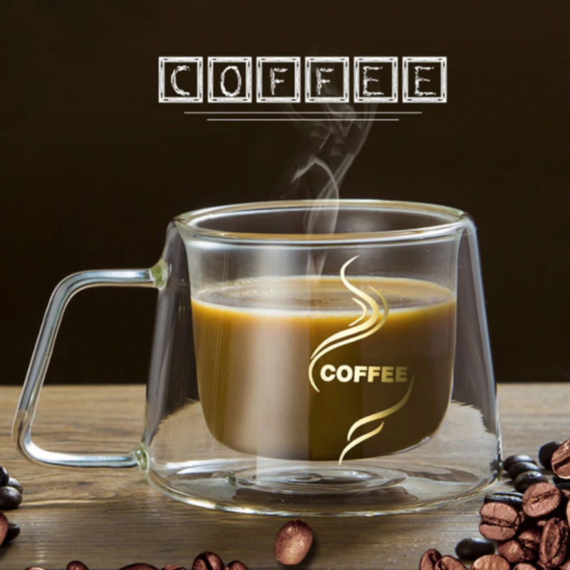Kavos Puodelis Espresso Puodelis Šilumos Dvigubo Stiklo Sienos, Aukštos Borosilikatinio Puodeliai DFK889