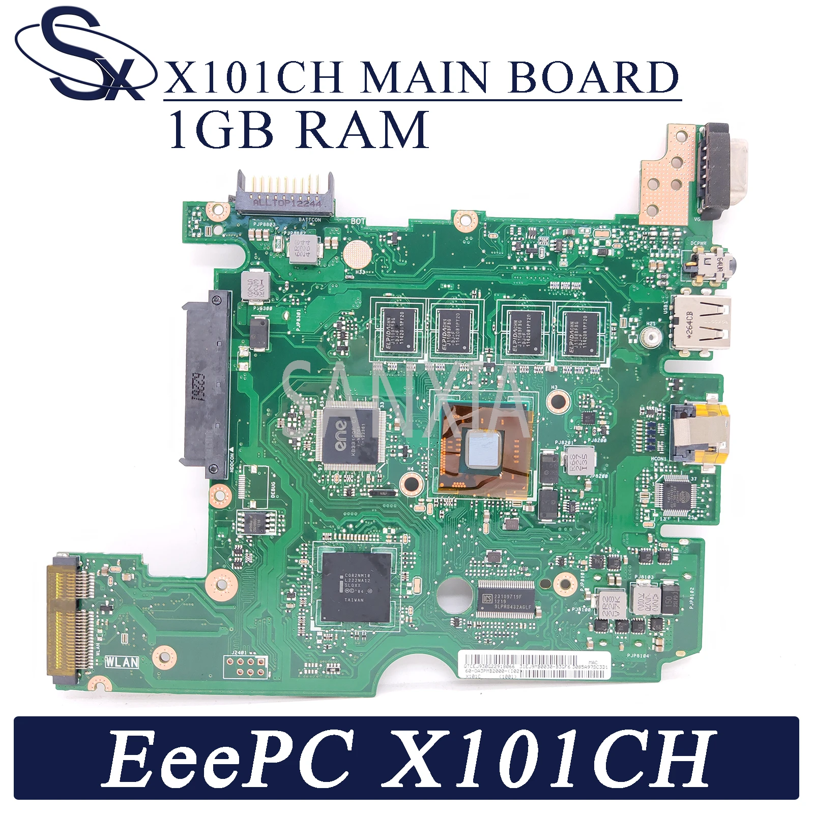 KEFU X101CH Nešiojamas plokštę už ASUS EeePC X101CH X101C originalus mainboard 1GB-RAM