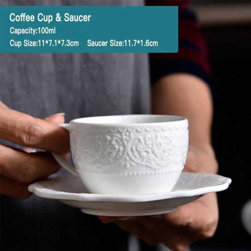 Keramikos Coffeeware Rinkiniai Balto Porceliano Arbatos Puodą Kavos Puodelio & Lėkštė Pieno Ąsotis Cukraus Dubuo Europos Anglų Popietės Arbata 2021