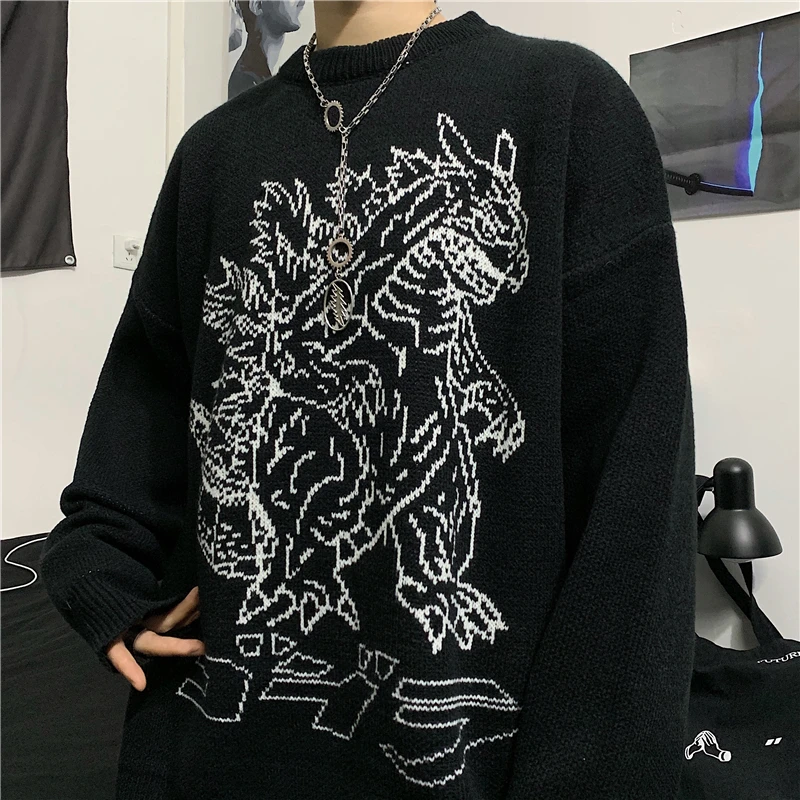 Korėjos Mados Ins Harajuku Stiliaus Animaciją Anime Žakardo Megztas Megztinis Moteriška Pavasarį Japonijos Atsitiktinis Palaidų Plius Dydžio Megztinis
