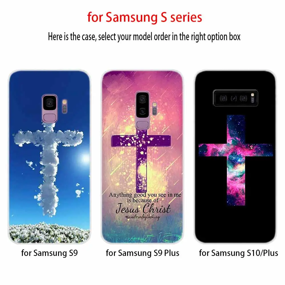 Krikščionių Jėzaus Kryžiaus, Minkštas Gaubtas, Skirtas Samsung Galaxy S7 Krašto S8 S9 S10 S11 S20 S21 Plius Lite E Ultra Atveju