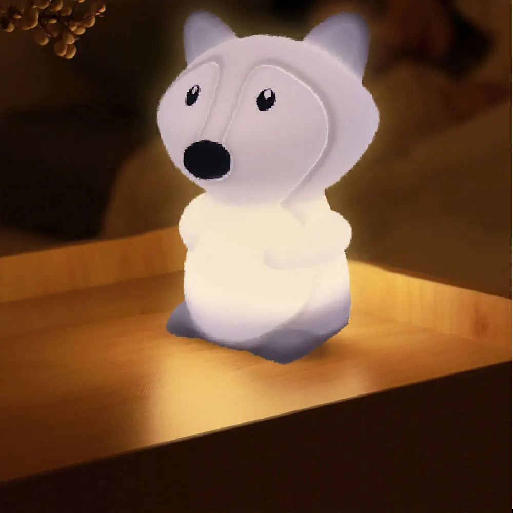 LED Silikono Naktį Šviesos Gyvūnų Fox Nuotolinio Valdymo Palieskite Jutiklio 9 Spalvų Pritemdomi USB Įkrovimo Naktiniai staleliai, Lempa Vaikams
