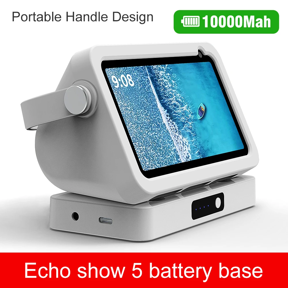 Liboer Baterija Bazės Echo Rodo 5 Baterijos bazės Alexa Smart Ekranas Garsiakalbis 10000mAh Nešiojamų už Echo rodo 5