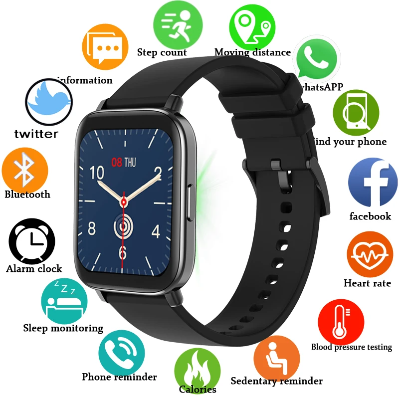 LIGE P8 Plius 1.69 colių 2021 Smart Watch Vyrų jutiklinių Fitness Tracker IP67 atsparus vandeniui Moterų GTS 2 Smartwatch už Xiaomi phone