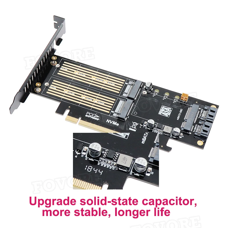 M2 NVMe SSD NGFF, kad PCIE 3.0 X16 Adapteris M Mygtukas B Mygtukas mSATA 