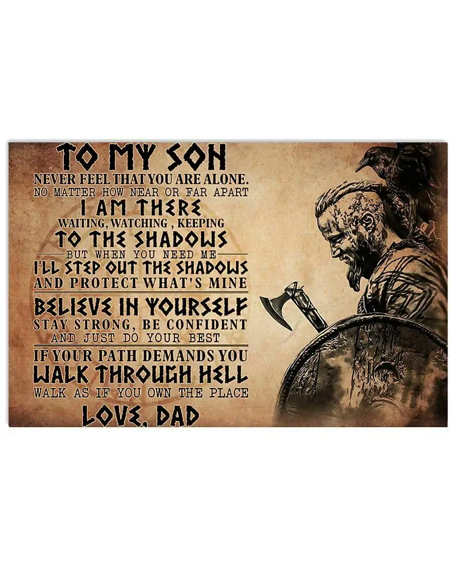 Mano Sūnus Viking Pasididžiavimas Meilė iš Tėčio,Apnašas Retro Namo Kambarį, Vyras Urvas Dovana tėvo Diena Alavo Metalo Pasirašyti Plakatas