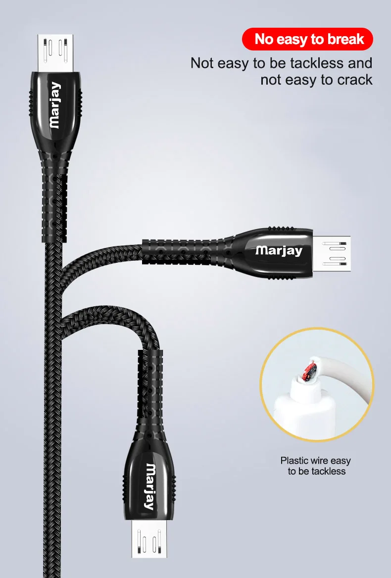 Marjay Micro USB Greito Įkrovimo Kabelis Xiaomi Redmi 7 Telefono Kabeliai, Samsung Galaxy A9 Pro USB Laidas, Kroviklio Laidą 